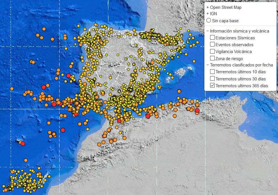 Earthquake map with seismic information for Spain | GeaMap.com: View ...
