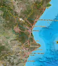 Mapa topográfico de la Comunidad Valenciana